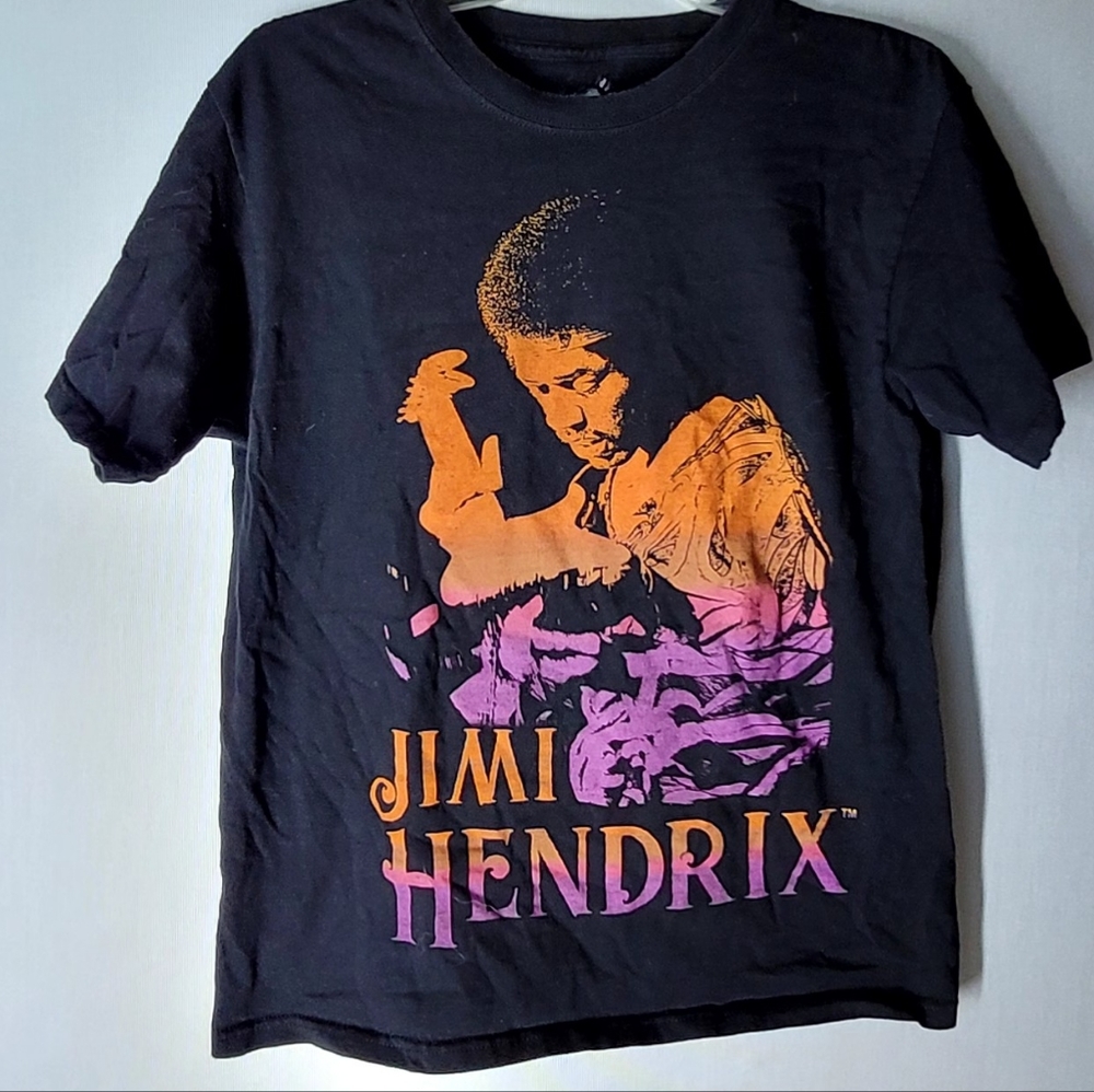 Jimi Hendrix Playing Guitar Black Tshirt